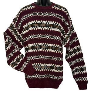 Vtg Britches Mens Crew Sweater XL Fair Isle Cotton Blend Apres Ski Lodge Preppy
